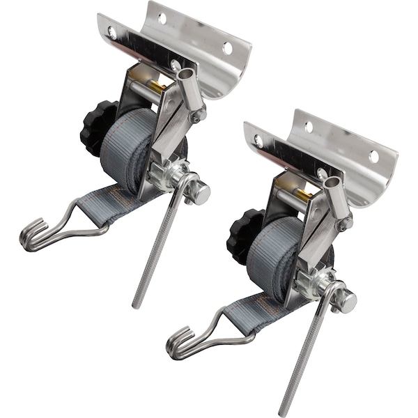 Buyers Products 1-1/2 Inch x 7 Foot Stainless Steel Ladder Rack Ratchet Tie Down Tube Mount with Double J Hooks 5480008 - main